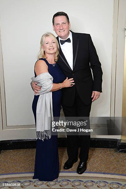Tony Hadley and Alison Evers attend The Shooting Star Chase Ball at The Dorchester on October 3, 2015 in London, England.
