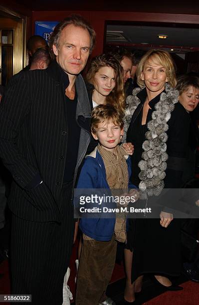 Musician Sting, his wife producer Trudie Styler, daughter Coco and son Giacomo attend the "Mary Poppins" Gala Preview ahead of tomorrow's press night...