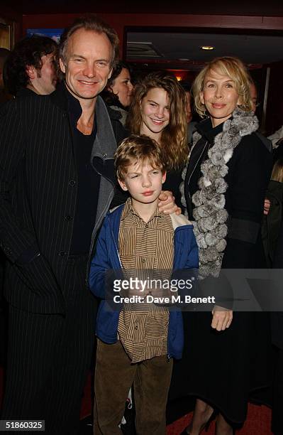 Musician Sting, wife producer Trudie Styler, daughter Coco and son Giacomo attend the "Mary Poppins" Gala Preview ahead of tomorrow's press night at...