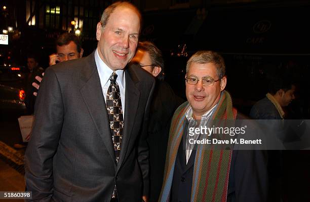 Michael Eisner and Cameron Mackintosh attend the "Mary Poppins" gala preview to benefit the "Over the Wall" charity at the Prince Edward Theatre...