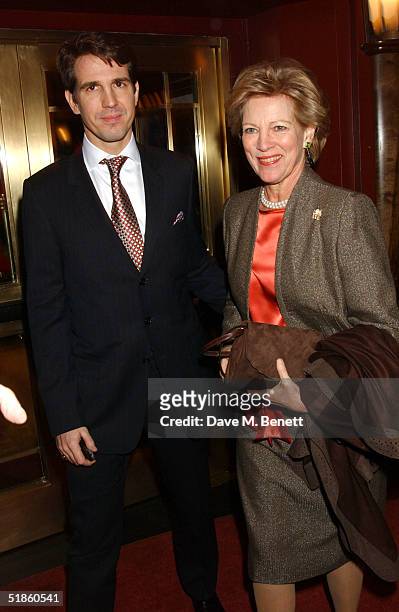 Queen Anne -Marie with Prince Pavlos of Greece attend the "Mary Poppins" Gala Preview ahead of tomorrow's press night at the Prince Edward Theatre on...