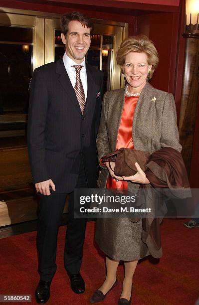 Queen Anne -Marie with Prince Pavlos of Greece attend the "Mary Poppins" Gala Preview ahead of tomorrow's press night at the Prince Edward Theatre on...