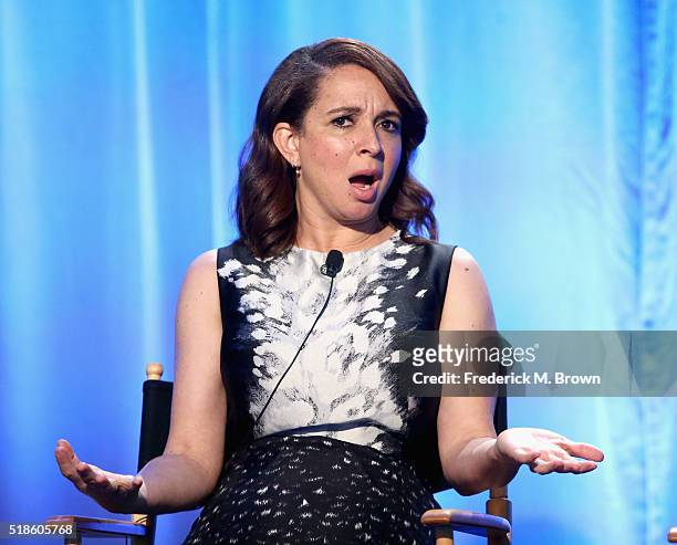 Producer/TV personality Maya Rudolph speaks onstage during the 'Maya & Marty' panel at the 2016 NBCUniversal Summer Press Day at Four Seasons Hotel...