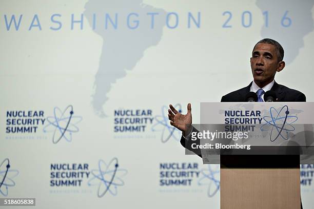 President Barack Obama speaks during a news conference at the Nuclear Security Summit in Washington, D.C., U.S., on Friday, April 1, 2016. After a...