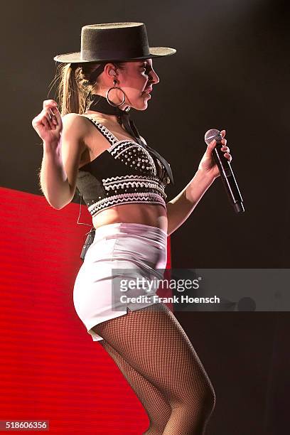 Singer Cleo Panther of the Austrian band Parov Stelar performs live during a concert at the Max-Schmeling-Halle on April 1, 2016 in Berlin, Germany.