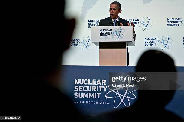 President Barack Obama arrives to speak during a closing session at the Nuclear Security Summit April 1, 2016 in Washington, D.C. After a spate of...