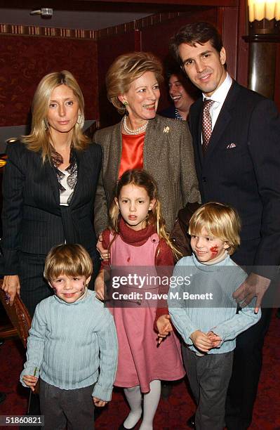 Queen Anne-Marie with Prince Pavlos and Princess Marie-Chantal of Greece with their children Maria-Olympia, Constantine Alexios and Achileas Andreas...