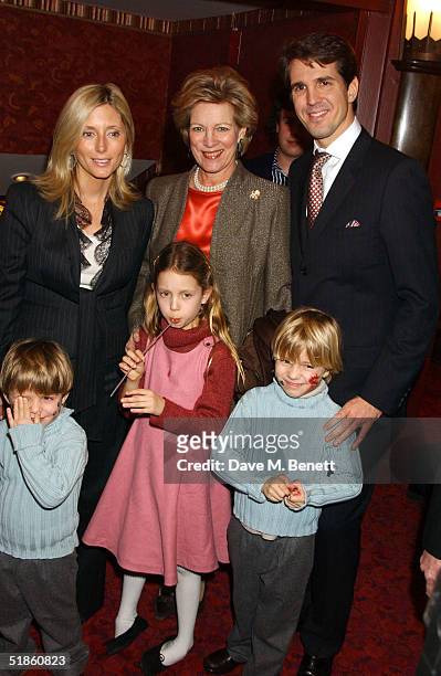 Queen Anne-Marie with Prince Pavlos and Princess Marie-Chantal of Greece with their children Maria-Olympia, Constantine Alexios and Achileas Andreas...