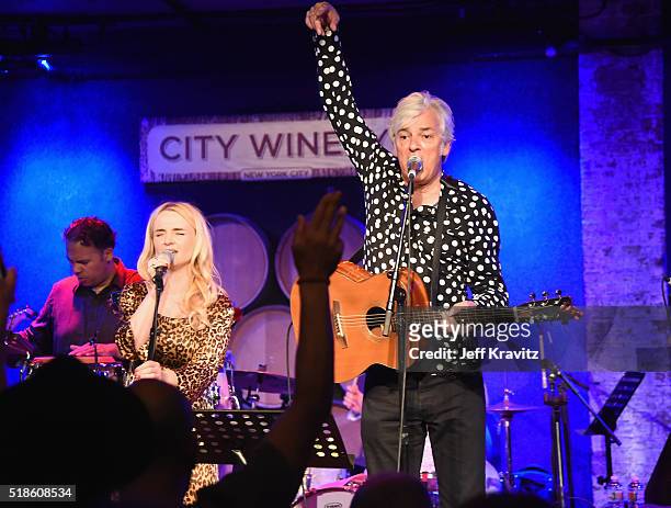 Robyn Hitchcock performs at Michael Dorf Presents - The Music of David Bowie at Carnegie Hall after party at City Winery on March 31, 2016 in New...