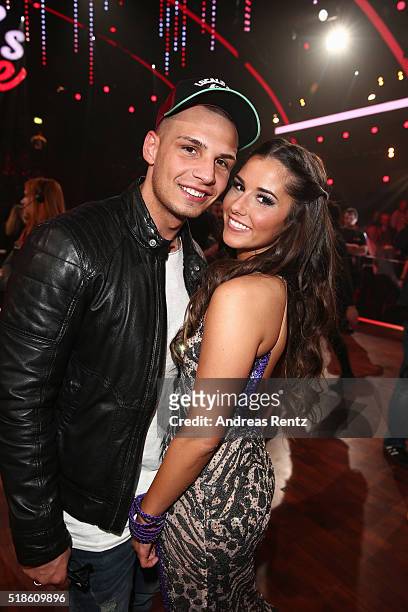 Sarah Lombardi and her husband Pietro Lombardi attend the 3rd show of the television competition 'Let's Dance' on April 1, 2016 in Cologne, Germany.