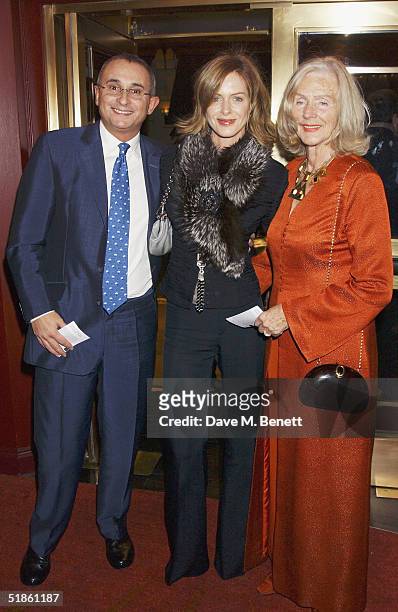 Johnny Elichaoff, TV presenter wife Trinny Woodall and her mother attend the "Mary Poppins" Gala Preview ahead of tomorrow's press night at the...