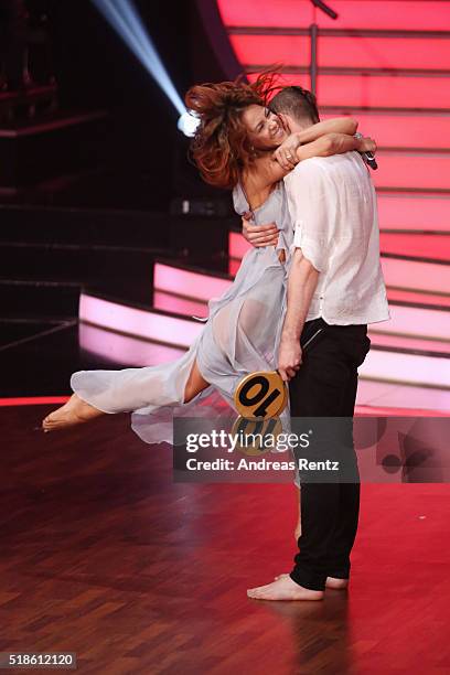Eric Stehfest and Oana Nechiti looks delighted after their performance as they received the maximum 30 points from the jury members during the 3rd...