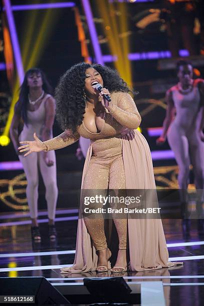 Singer Jazmine Sullivan performs onstage at Black Girls Rock! 2016 on April 1, 2016 in Newark City.