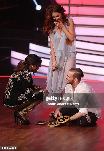 Eric Stehfest and Oana Nechiti looks delighted after their performance as they received the maximum 30 points from the jury members by Motsi Mabuse...
