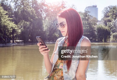 Young Red head texting Young Red head texting