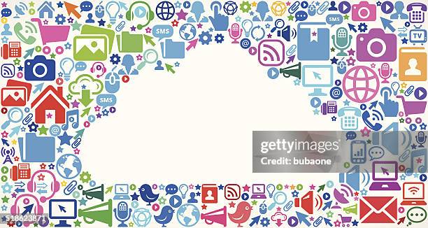 cloud on modern technology & communication background pattern - talking to camera background stock illustrations