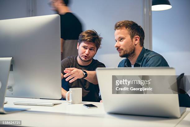 start-up team - three people working together stock pictures, royalty-free photos & images