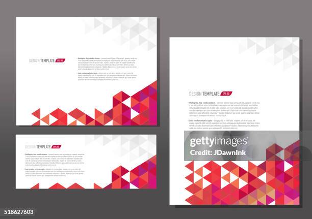 presentation template set with sample text layout red orange - power point templates stock illustrations
