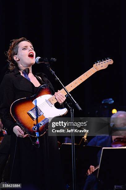 Anna Calvi performs 'Blackstar' onstage at Michael Dorf Presents - The Music of David Bowie at Radio City Music Hall on April 1, 2016 in New York...