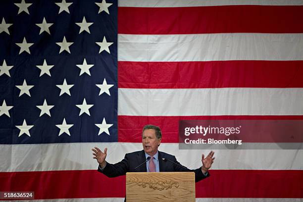 John Kasich, governor of Ohio and 2016 Republican presidential candidate, speaks during the "Wisconsin Decides 2016" hosted by Republican Party of...