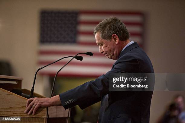 John Kasich, governor of Ohio and 2016 Republican presidential candidate, speaks during the "Wisconsin Decides 2016" hosted by Republican Party of...