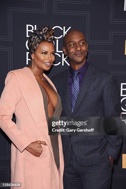 Actress Eva Marcille and BET President of Music Programming and Specials, Stephen G. Hill attend Black Girls Rock! 2016 at New Jersey Performing Arts...