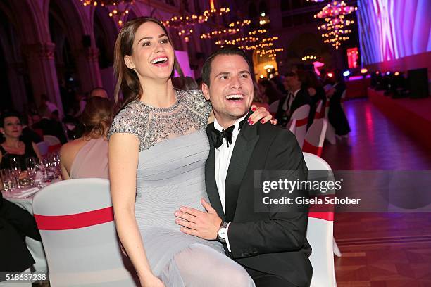 Rocco Stark and his girlfriend Angelina Heger during the 7th 'Filmball Vienna' at City Hall on April 1, 2016 in Vienna, Austria.