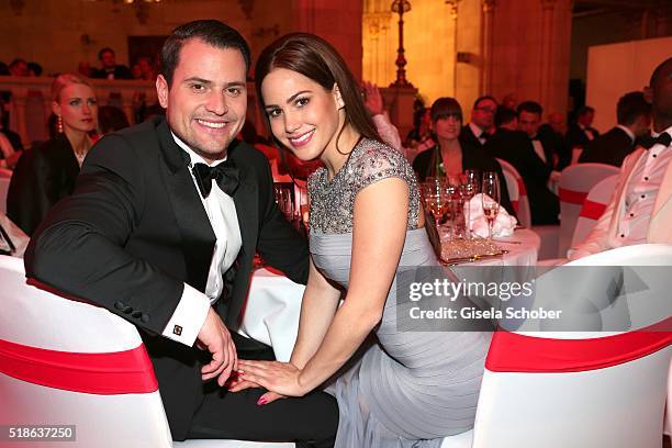 Rocco Stark and his girlfriend Angelina Heger during the 7th 'Filmball Vienna' at City Hall on April 1, 2016 in Vienna, Austria.