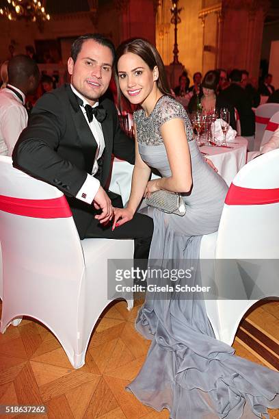 Rocco Stark and his girlfriend Angelina Heger during the 7th 'Filmball Vienna' at City Hall on April 1, 2016 in Vienna, Austria.