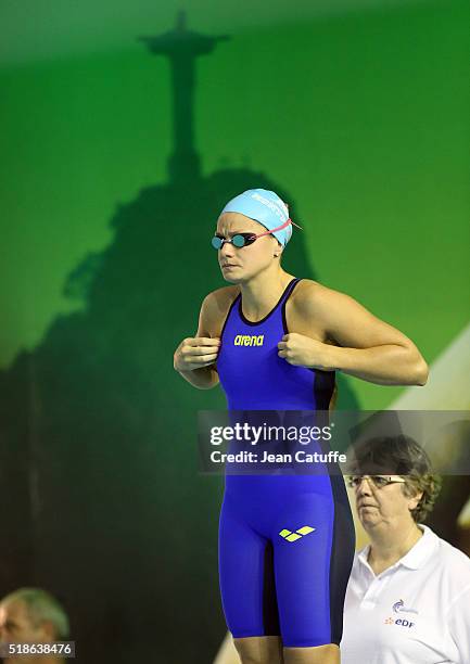 Fanny Deberghes of France competes in the women's 200m breast stroke final during day 4 of the French National Swimming Championships at Piscine...