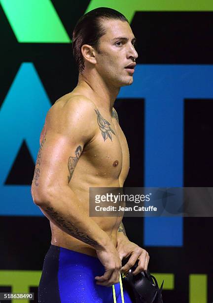 Giacomo Perez Dortona of France competes in the men's 100m breast stroke final during day 4 of the French National Swimming Championships at Piscine...