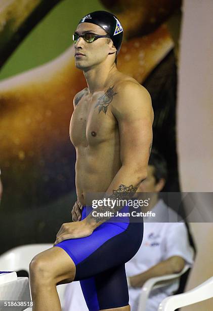 Giacomo Perez Dortona of France competes in the men's 100m breast stroke final during day 4 of the French National Swimming Championships at Piscine...