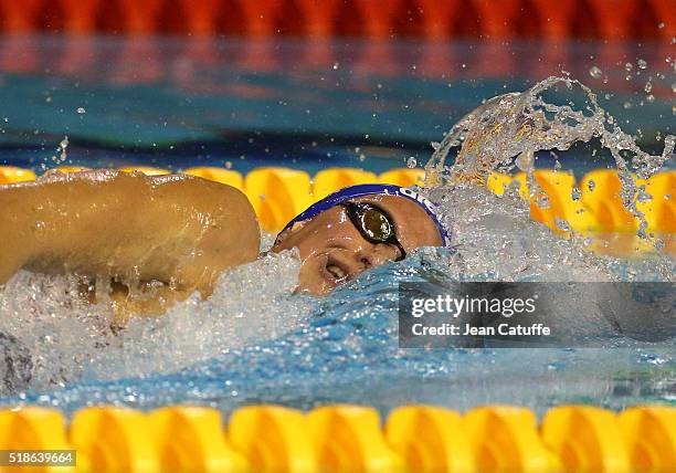 Charlotte Bonnet of France competes in the women's 200m freestyle on day 4 of the French National Swimming Championships at Piscine Olympique...