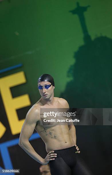 Fabien Gilot of France competes in the men's 100m freestyle on day 4 of the French National Swimming Championships at Piscine Olympique d'Antigone on...