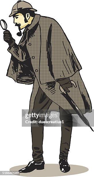 ilustrações, clipart, desenhos animados e ícones de sherlock holmes investigador - ciência forense