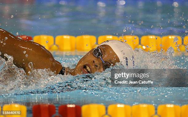 Coralie Balmy of France competes in the women's 200m freestyle on day 4 of the French National Swimming Championships at Piscine Olympique d'Antigone...