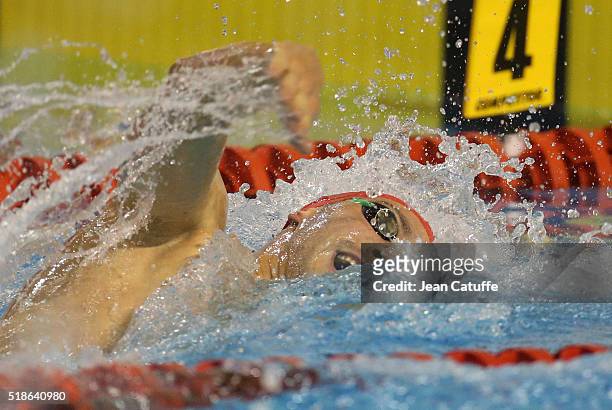 Jeremy Stravius of France competes in the men's 100m freestyle on day 4 of the French National Swimming Championships at Piscine Olympique d'Antigone...