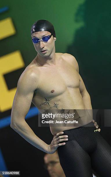 Fabien Gilot of France competes in the men's 100m freestyle on day 4 of the French National Swimming Championships at Piscine Olympique d'Antigone on...
