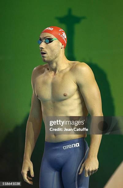 Jeremy Stravius of France competes in the men's 100m freestyle on day 4 of the French National Swimming Championships at Piscine Olympique d'Antigone...