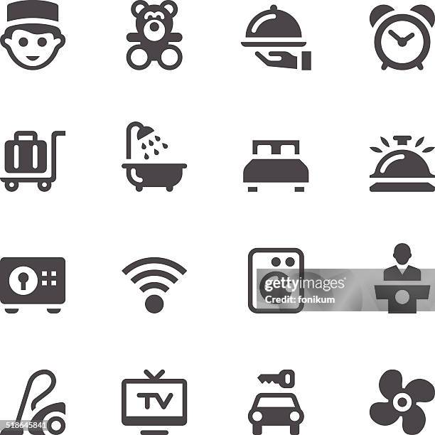 stockillustraties, clipart, cartoons en iconen met hotel services icons - hotel reception