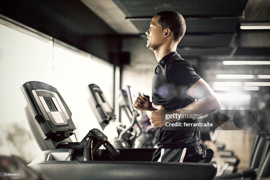 Healthy man Running on Treadmill