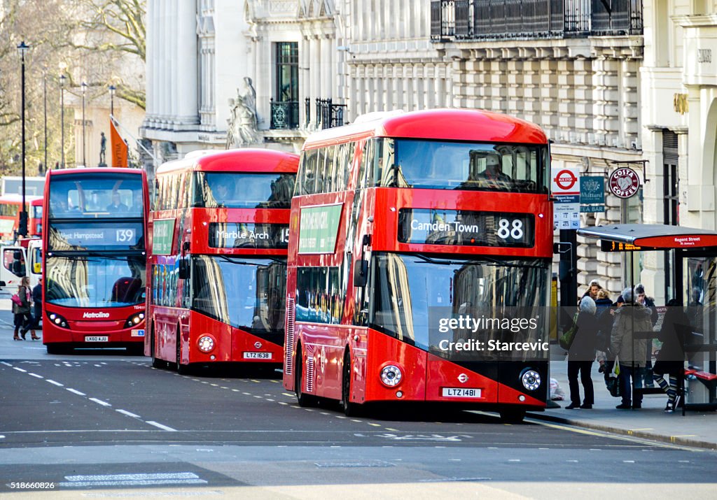 London double decker red buses