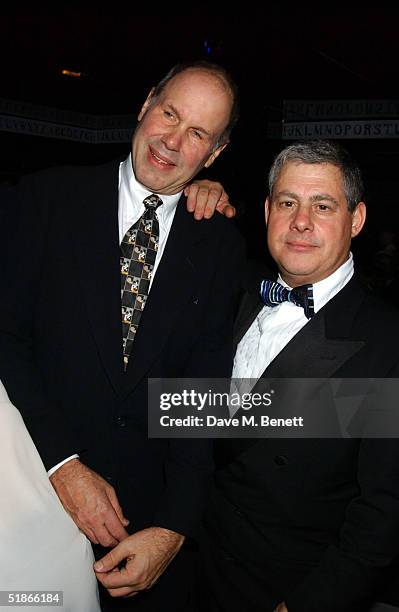 Disney CEO Michael Eisner and creator Cameron Mackintosh attend the backstage afterparty following the London Premiere and Press Night for the new...
