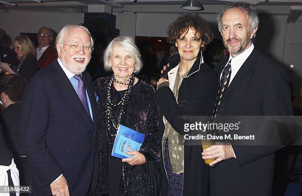 Actors Richard Attenborough, Sheila Sim, Kate Fahy and Jonathan Pryce attend the backstage afterparty following the London Premiere and Press Night...