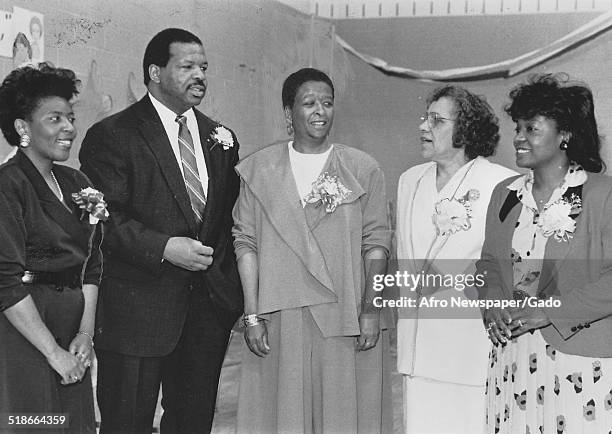 Woman, politician and Maryland congressional representative Elijah Cummings, Charlene Cooper Boston, a mother and daughter, 1990.