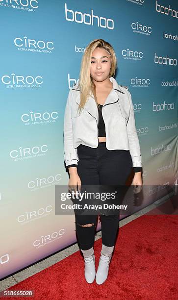 Jordyn Woods attends the boohoo.com Flagship LA Pop Up Store with opening party fueled by CIROC Ultra-Premium Vodka on April 1, 2016 in Los Angeles,...