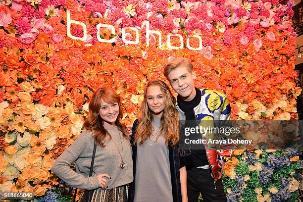 Chelsea Talmadge, Madison Iseman and Aidan Alexander attend the boohoo.com Flagship LA Pop Up Store with opening party fueled by CIROC Ultra-Premium...