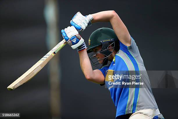 Ellyse Perry of Australia bats during previews ahead of the Women's ICC World Twenty20 Indis Final between Australia and West Indies on April 2, 2016...