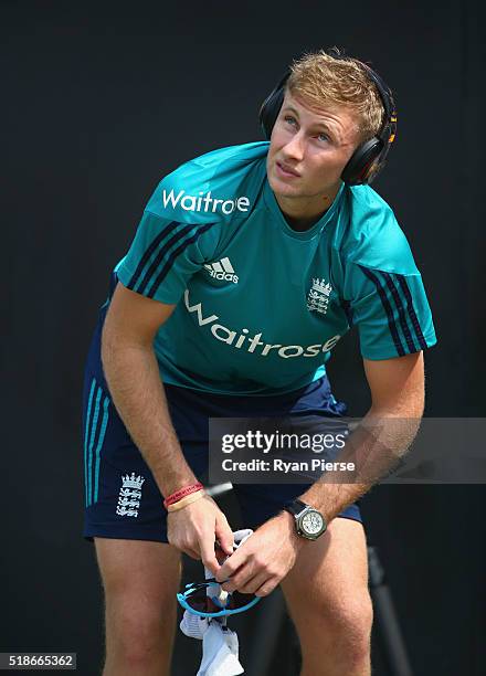 Joe Root of England looks on during previews ahead of the ICC World Twenty20 India Final between England and West Indies on April 2, 2016 in Kolkata,...