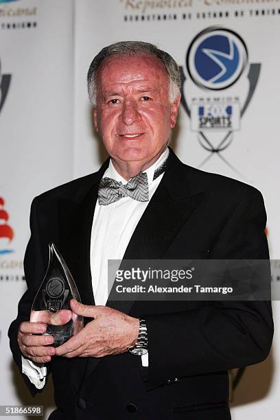 Mexican soccer league team Pumas president Aaron Padilla poses backstage at the 2nd Annual Premios FOX Sports Awards on December 15, 2004 at the...